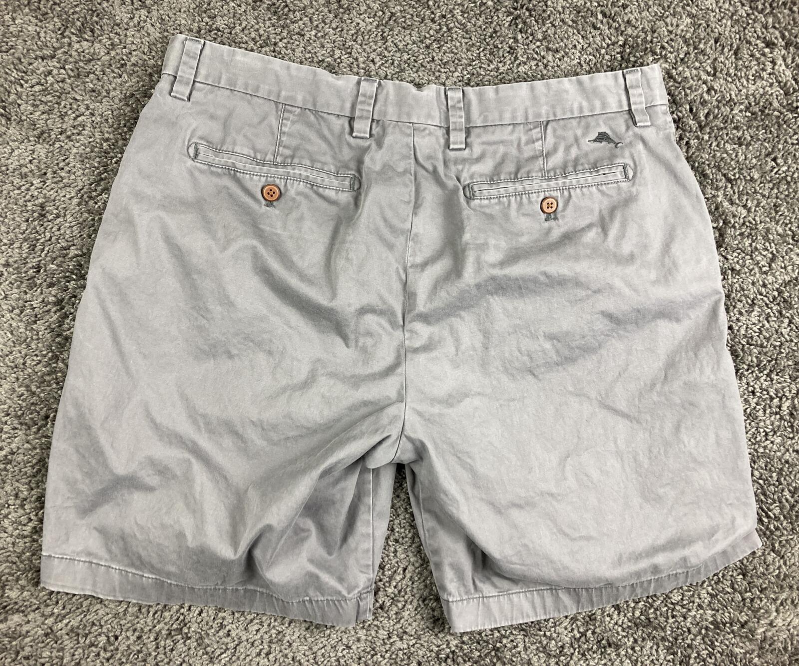 Tommy Bahama Mens Boracay Shorts Gray Chino Flat Front Stretch Sz 36