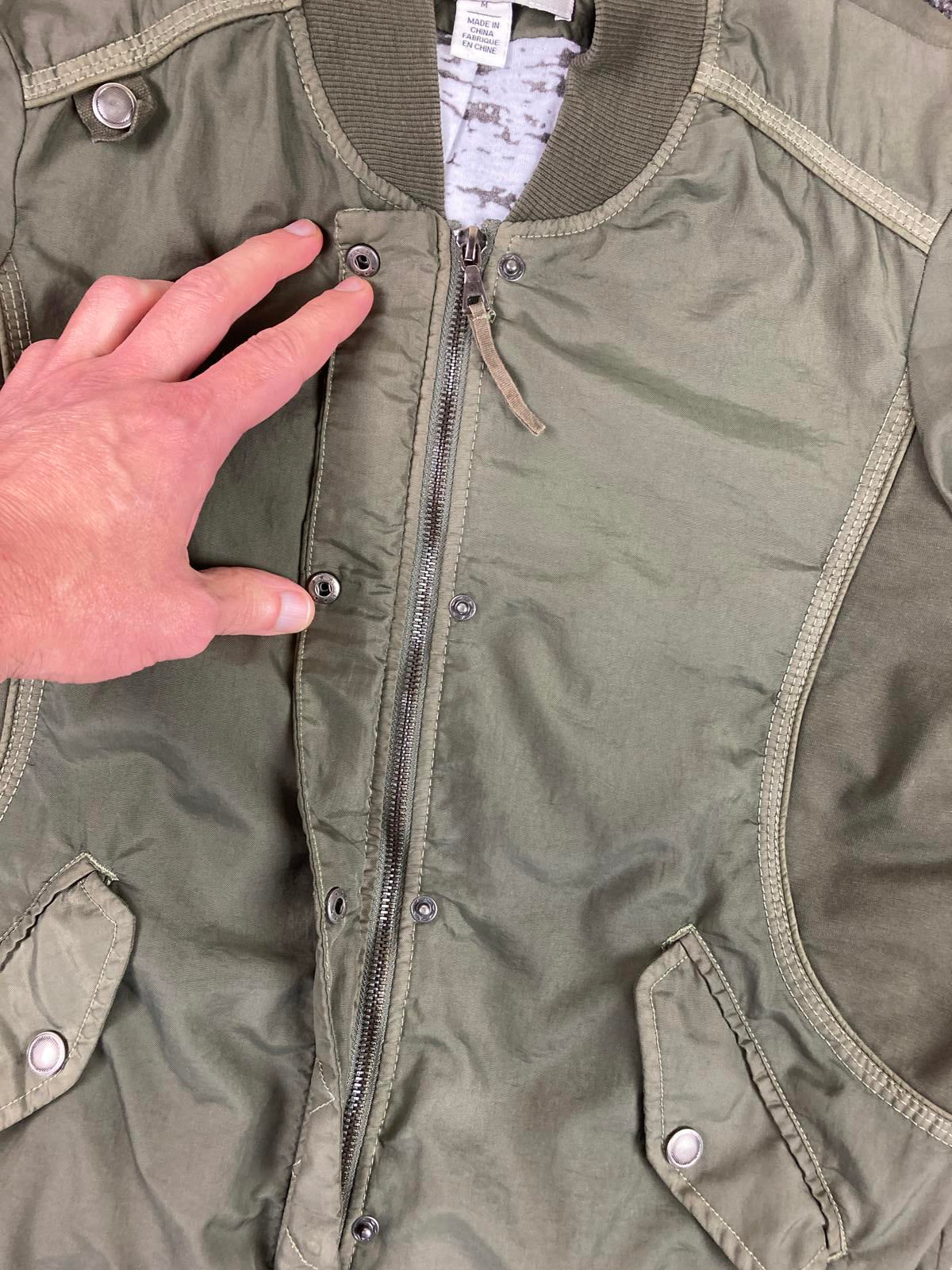 Anthropologie Marrakech Bibiana Bomber Jacket Olive Green Utility Nylon Sz M