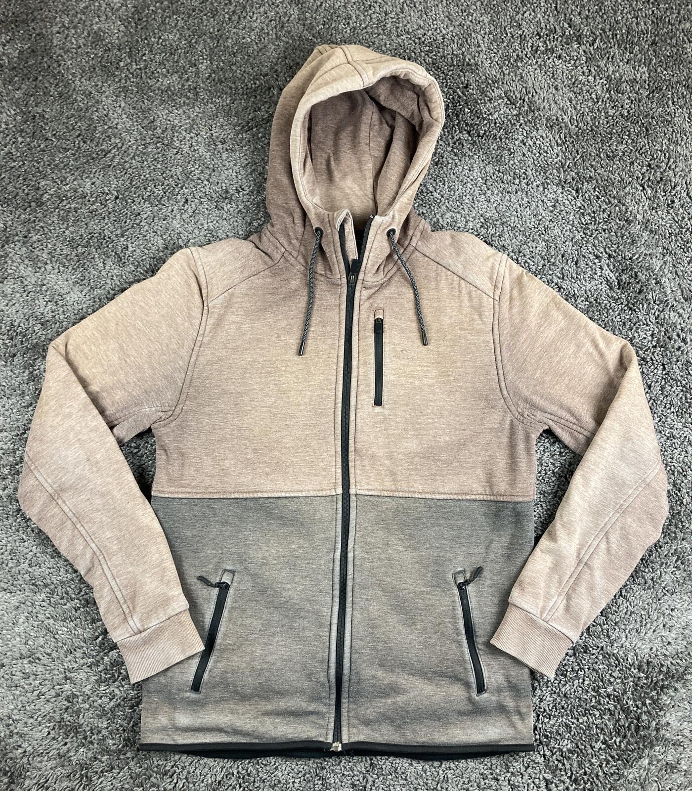 Rip Curl Anti Series Mens Full Zip Hoodie Jacket Beige Gray Fleece Lined Sz L