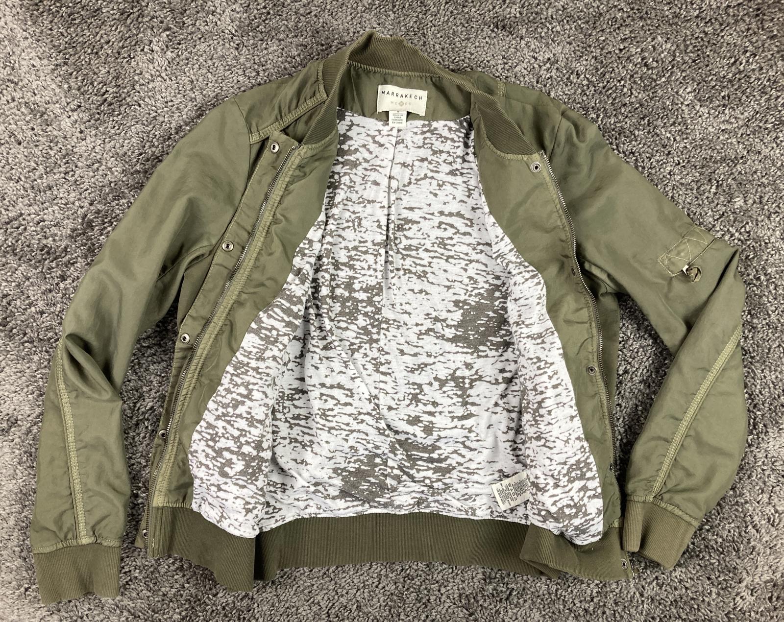 Anthropologie Marrakech Bibiana Bomber Jacket Olive Green Utility Nylon Sz M