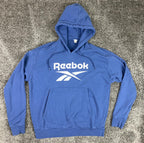 Reebok Sweatshirt Men's Identity Big Logo Fleece Hoodie Blue Slate Sz XL