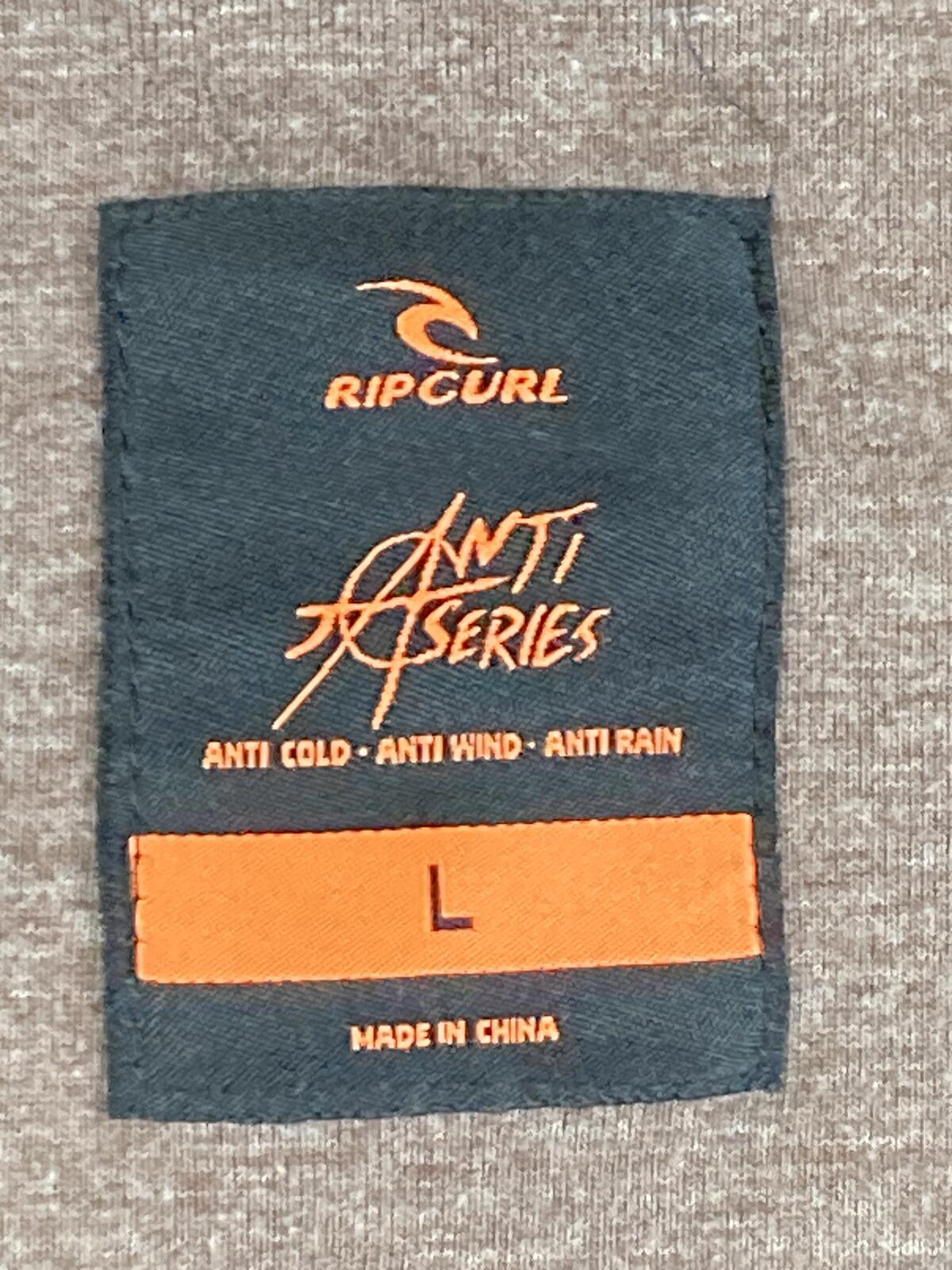 Rip Curl Anti Series Mens Full Zip Hoodie Jacket Beige Gray Fleece Lined Sz L