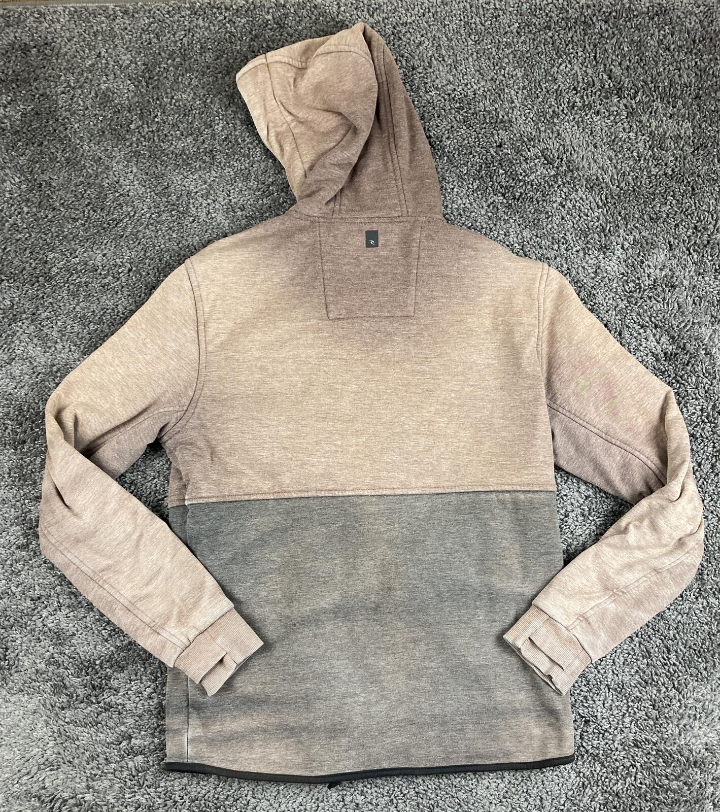 Rip Curl Anti Series Mens Full Zip Hoodie Jacket Beige Gray Fleece Lined Sz L
