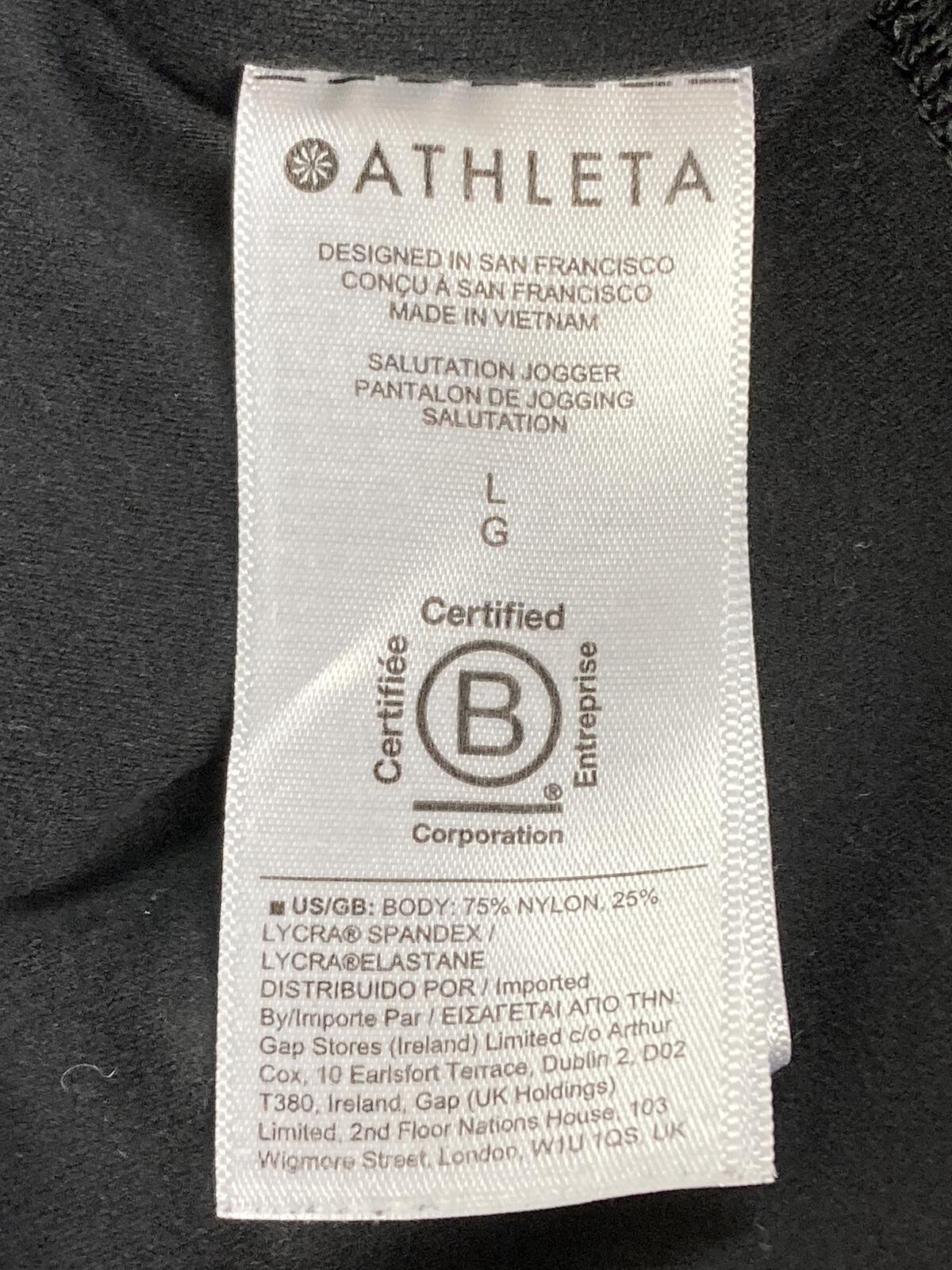 Athleta Salutation Jogger Pants Womens Black High Rise Powervita Yoga Pockets L