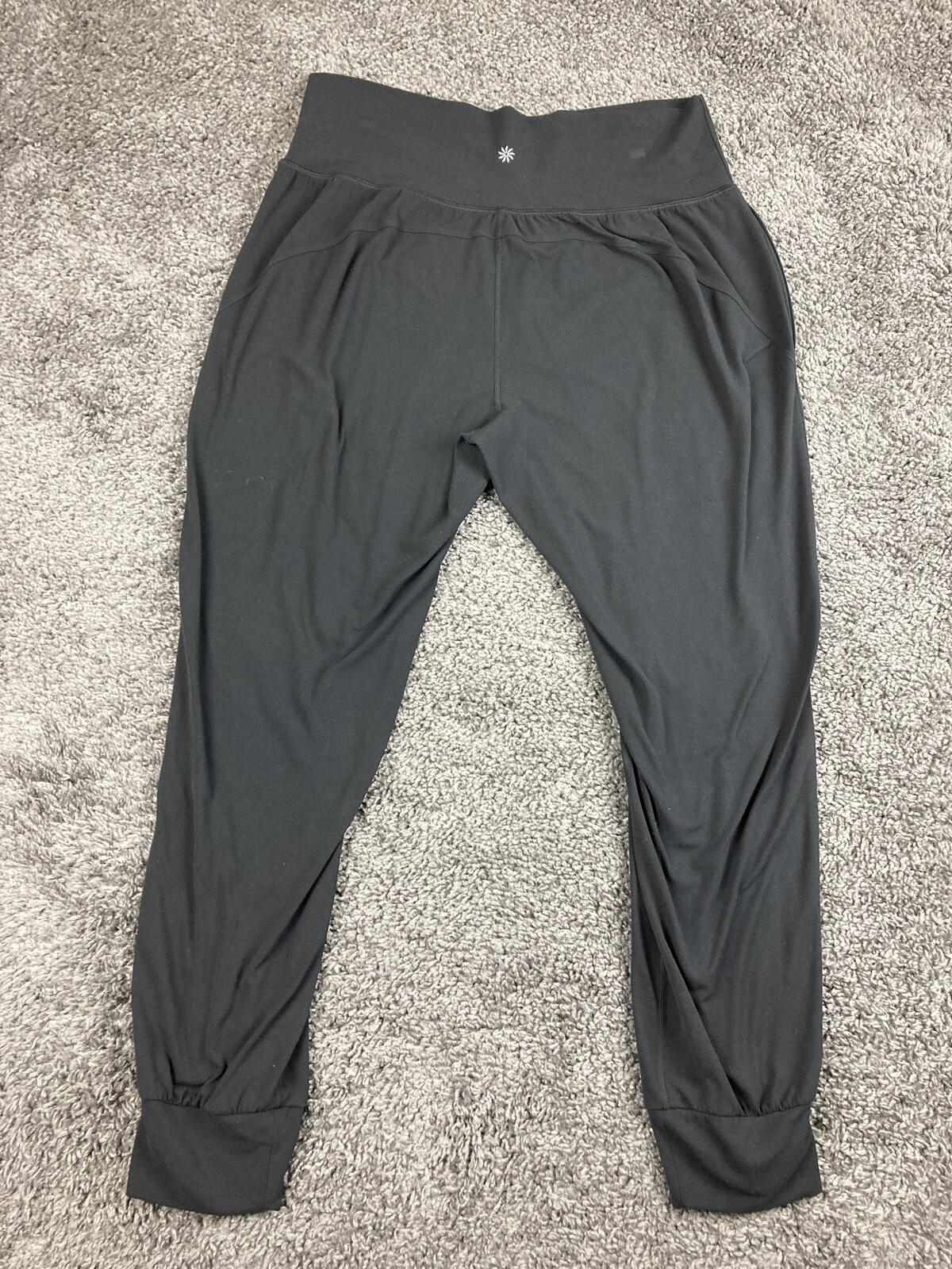 Athleta Salutation Jogger Pants Womens Black High Rise Powervita Yoga Pockets L