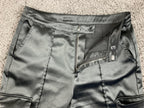 Forever 21 Black Satin Cargo Pants Womens Wide Leg High Rise Pleated Utility M