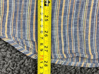 Fabindia Mens 100% Linen Shirt Blue Yellow Striped Long Sleeve Fitted Sz 40 L