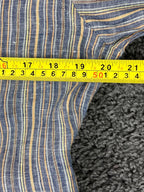 Fabindia Mens 100% Linen Shirt Blue Yellow Striped Long Sleeve Fitted Sz 40 L