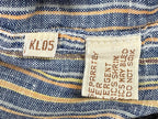 Fabindia Mens 100% Linen Shirt Blue Yellow Striped Long Sleeve Fitted Sz 40 L