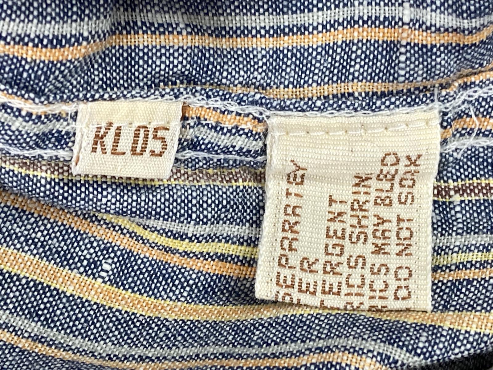 Fabindia Mens 100% Linen Shirt Blue Yellow Striped Long Sleeve Fitted Sz 40 L