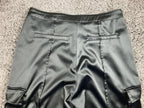 Forever 21 Black Satin Cargo Pants Womens Wide Leg High Rise Pleated Utility M