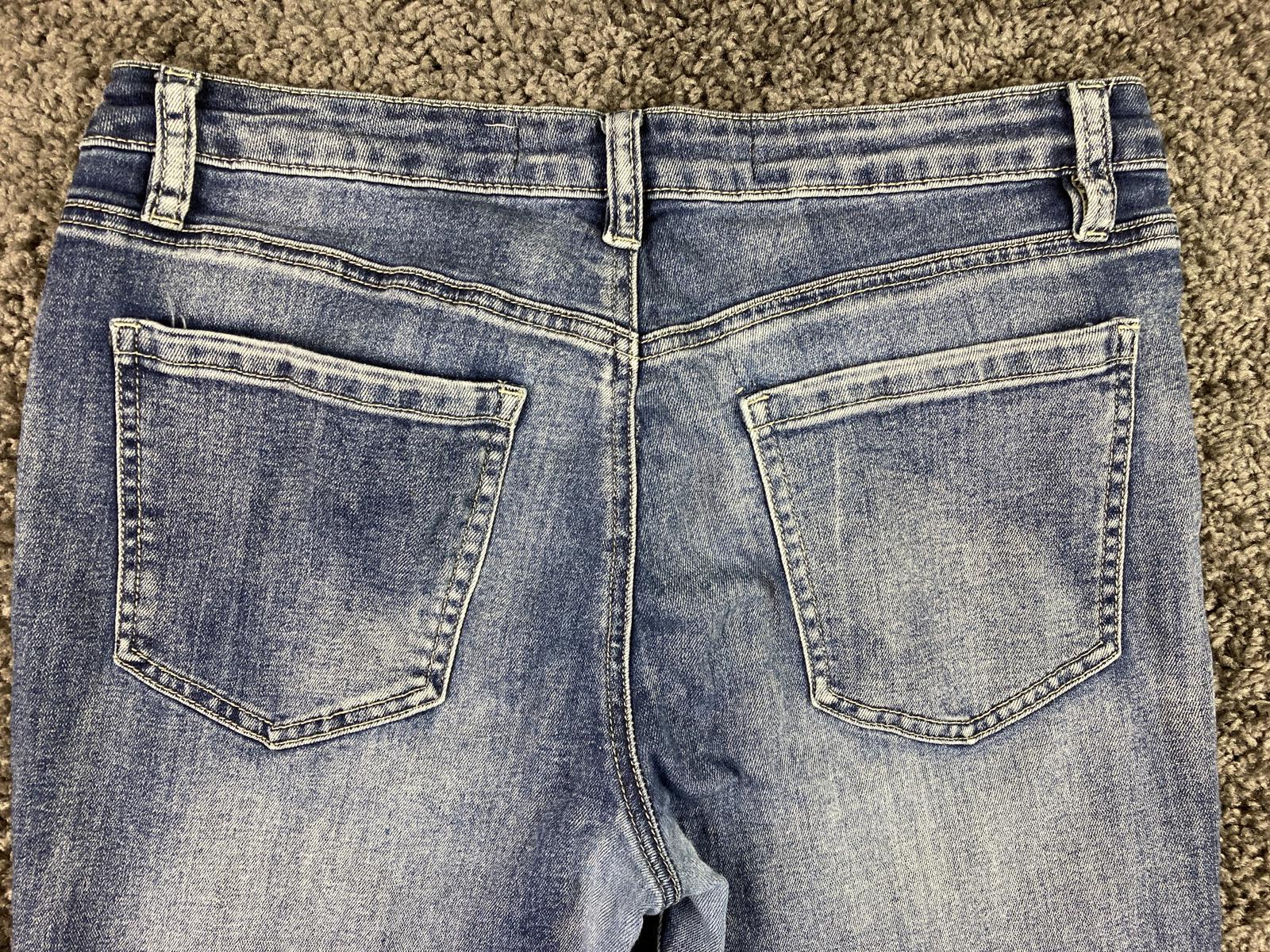 Ashley Mason Distressed Skinny Jeans Blue with Zip Pockets – Girls Size 11