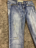 Ashley Mason Distressed Skinny Jeans Blue with Zip Pockets – Girls Size 11