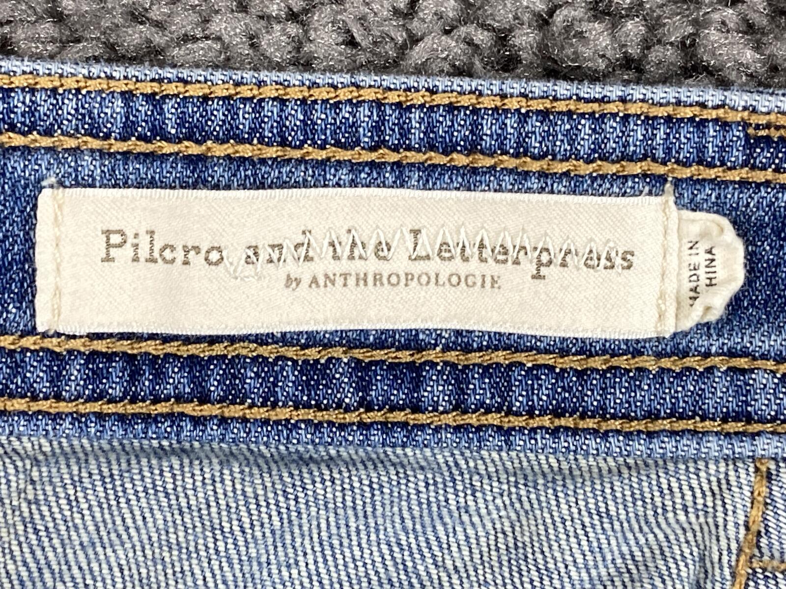 Anthropologie Pilcro Slim Boyfriend Jeans Blue Patch Pocket Medium Wash Sz 26P