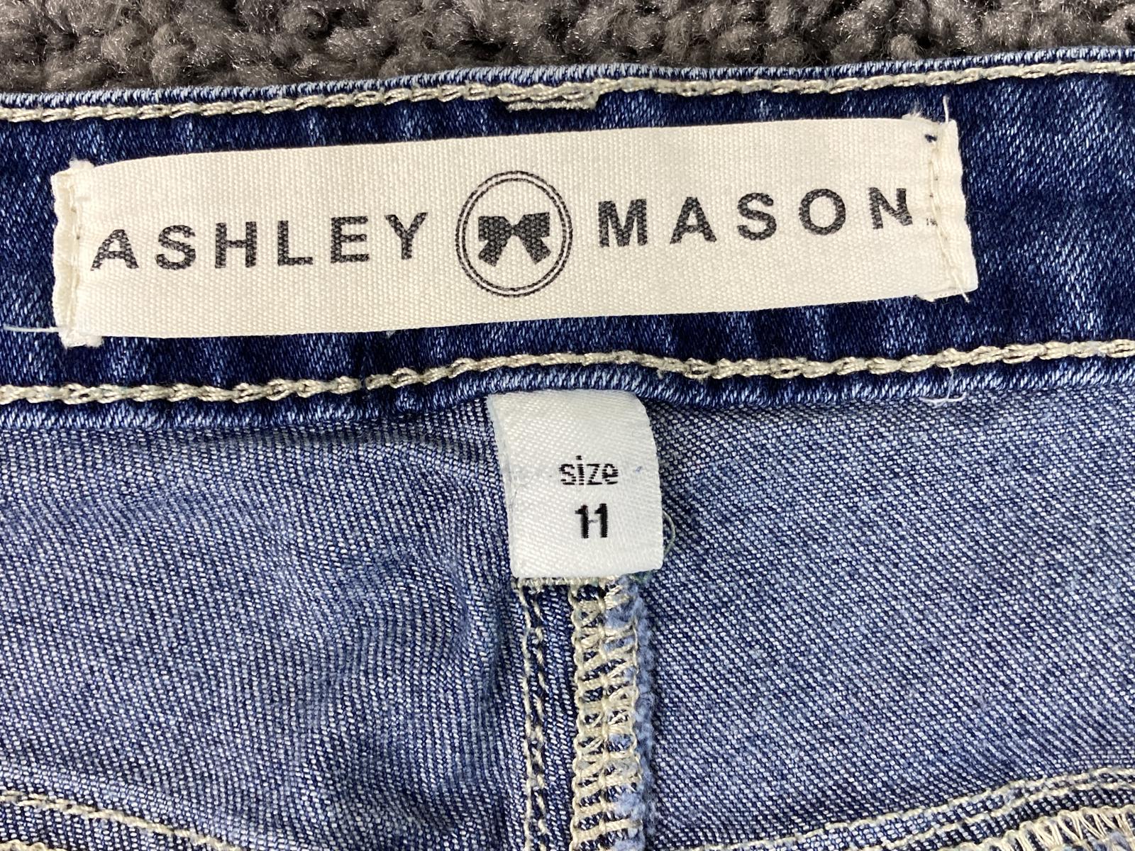 Ashley Mason Distressed Skinny Jeans Blue with Zip Pockets – Girls Size 11