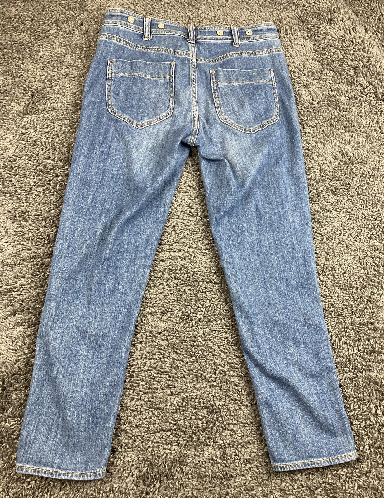 Anthropologie Pilcro Slim Boyfriend Jeans Blue Patch Pocket Medium Wash Sz 26P