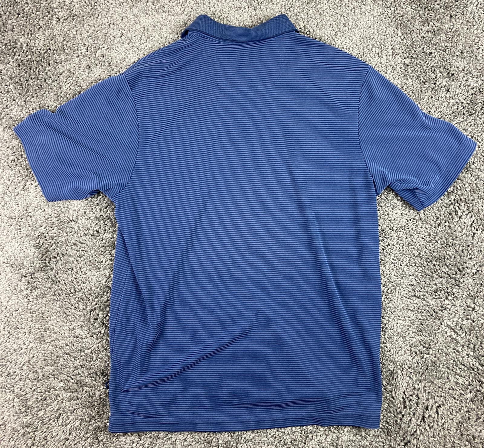 Tommy Bahama Polo Shirt Blue Stripe Mini Corduroy Knit Long Sleeve Men’s Medium