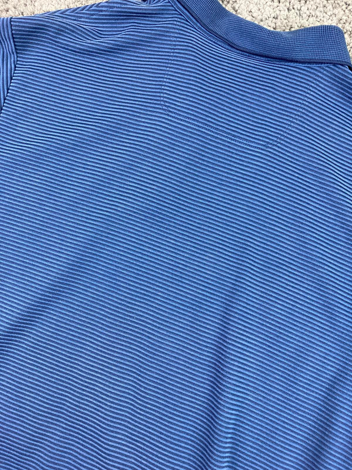 Tommy Bahama Polo Shirt Blue Stripe Mini Corduroy Knit Long Sleeve Men’s Medium