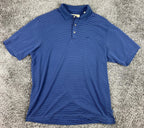 Tommy Bahama Polo Shirt Blue Stripe Mini Corduroy Knit Long Sleeve Men’s Medium