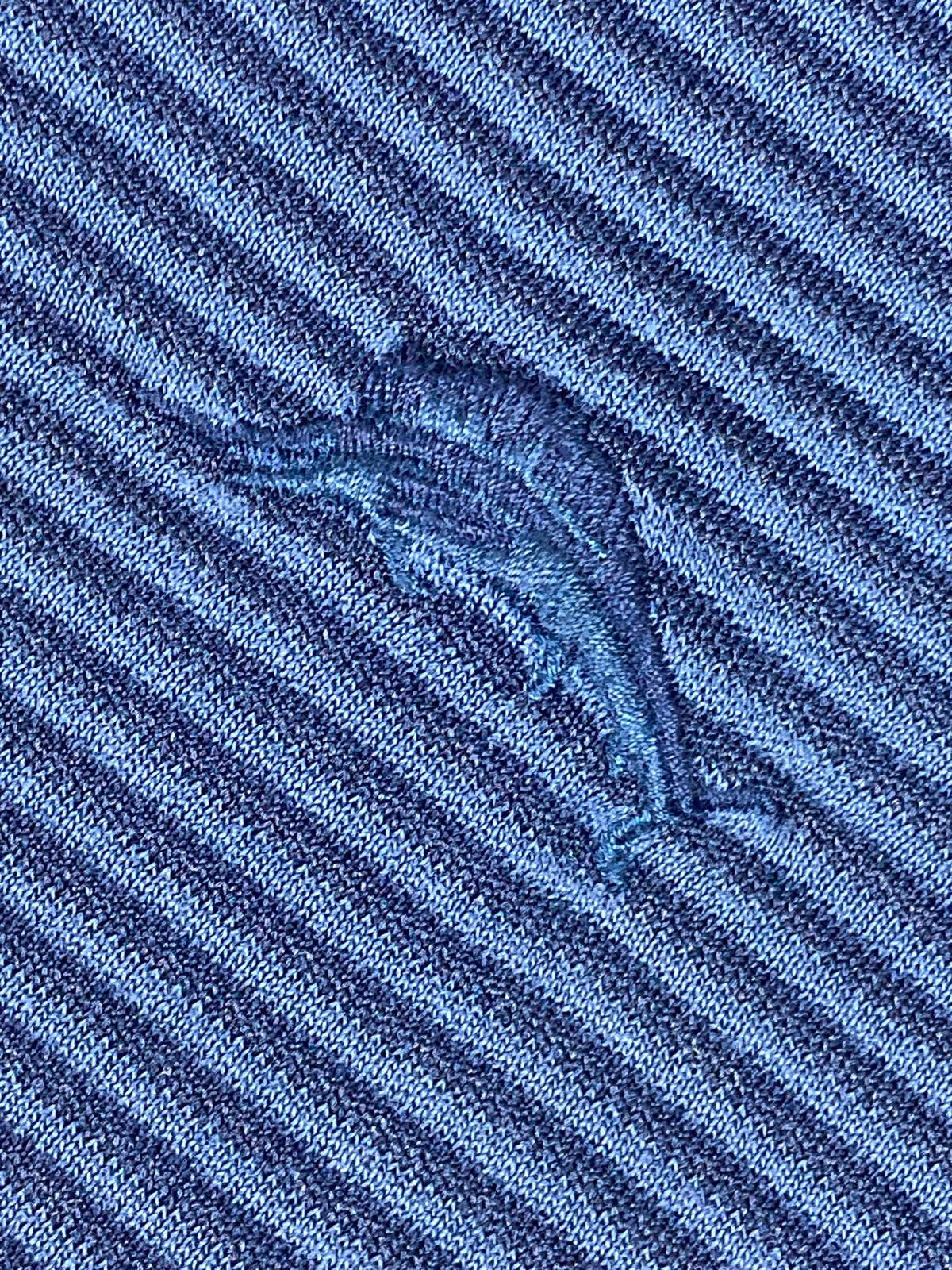 Tommy Bahama Polo Shirt Blue Stripe Mini Corduroy Knit Long Sleeve Men’s Medium