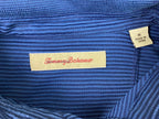 Tommy Bahama Polo Shirt Blue Stripe Mini Corduroy Knit Long Sleeve Men’s Medium