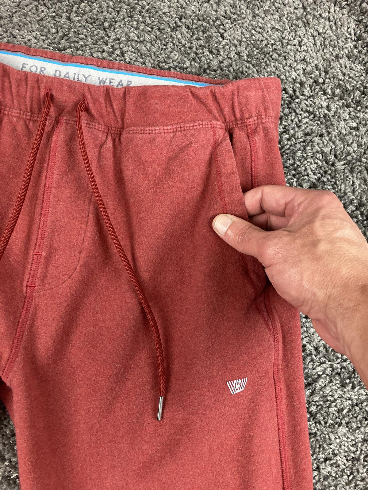 Mack Weldon Mens Red Ace Sweatpants Joggers Cotton Stretch Zip Pockets Sz M
