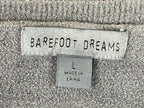 Barefoot Dreams CozyChic Ultra Lite Dockside Pointelle Pullover Sweater Gray Lg
