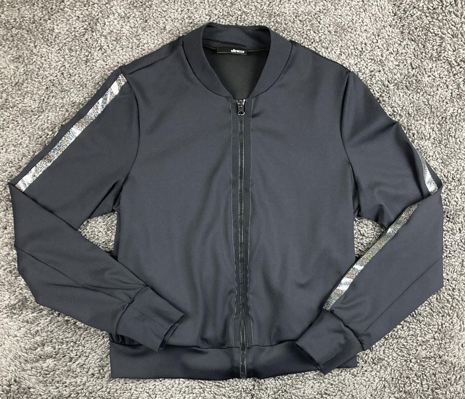 Ultracor Silk Bolt Bomber Jacket Womens Black Lightning Track Full Zip Luxury S