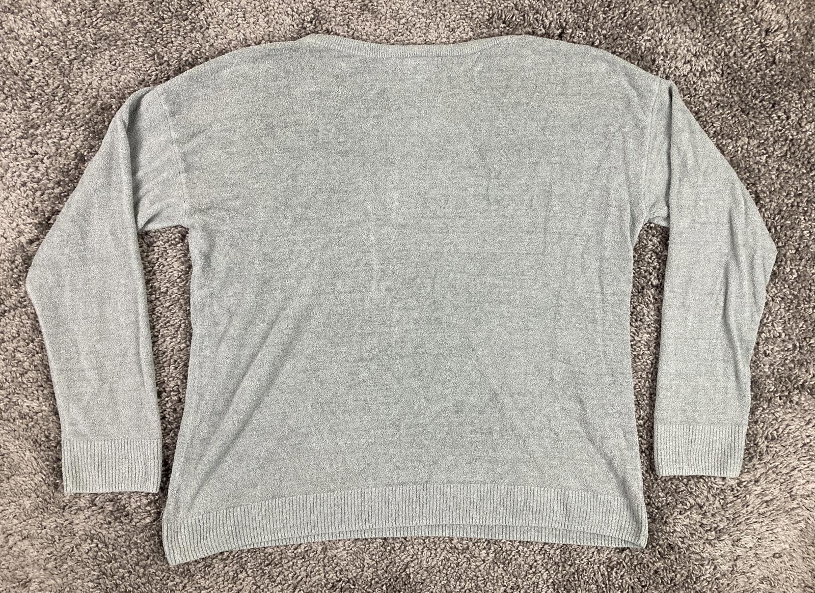 Barefoot Dreams CozyChic Ultra Lite Dockside Pointelle Pullover Sweater Gray Lg