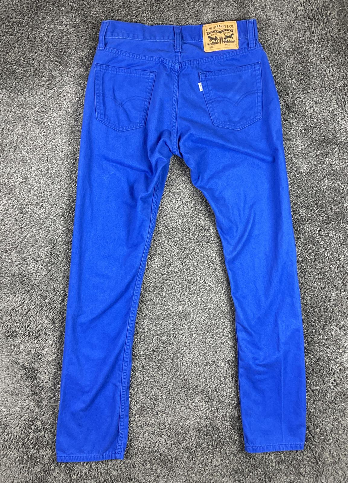Levi's 514 Straight Fit Men's Jeans Royal Blue Cobalt Denim White Tab Sz 30x32
