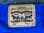 Levi's 514 Straight Fit Men's Jeans Royal Blue Cobalt Denim White Tab Sz 30x32