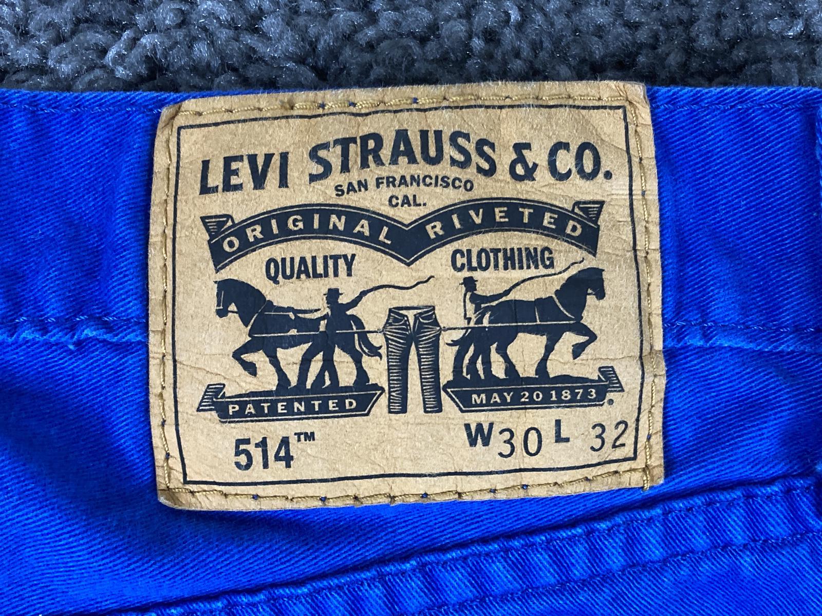 Levi's 514 Straight Fit Men's Jeans Royal Blue Cobalt Denim White Tab Sz 30x32
