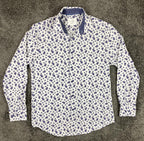 CON.STRUCT Men Slim Fit Cooling Stretch Shirt Blue Paisley Sz L 16-16.5/34-35