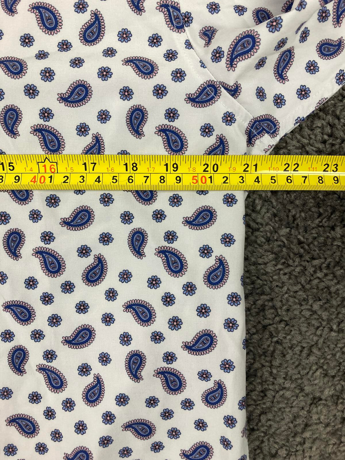 CON.STRUCT Men Slim Fit Cooling Stretch Shirt Blue Paisley Sz L 16-16.5/34-35