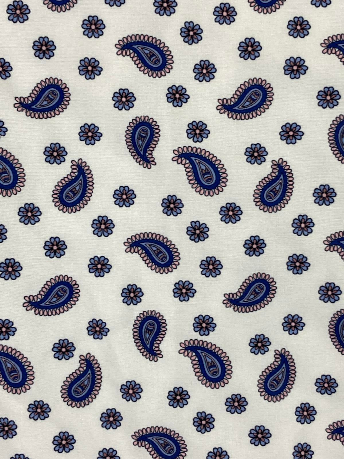 CON.STRUCT Men Slim Fit Cooling Stretch Shirt Blue Paisley Sz L 16-16.5/34-35