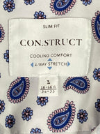CON.STRUCT Men Slim Fit Cooling Stretch Shirt Blue Paisley Sz L 16-16.5/34-35