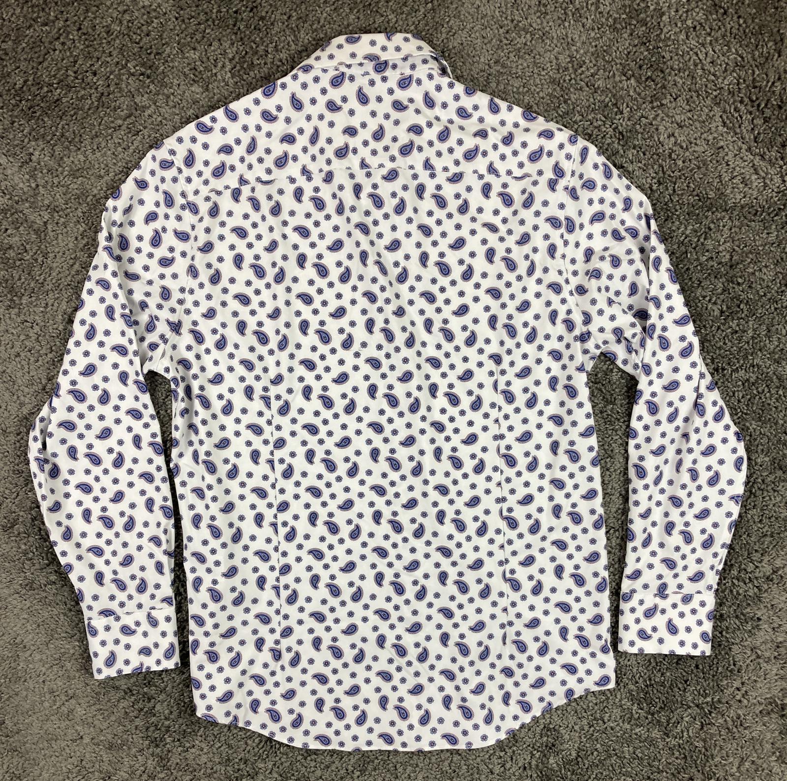 CON.STRUCT Men Slim Fit Cooling Stretch Shirt Blue Paisley Sz L 16-16.5/34-35