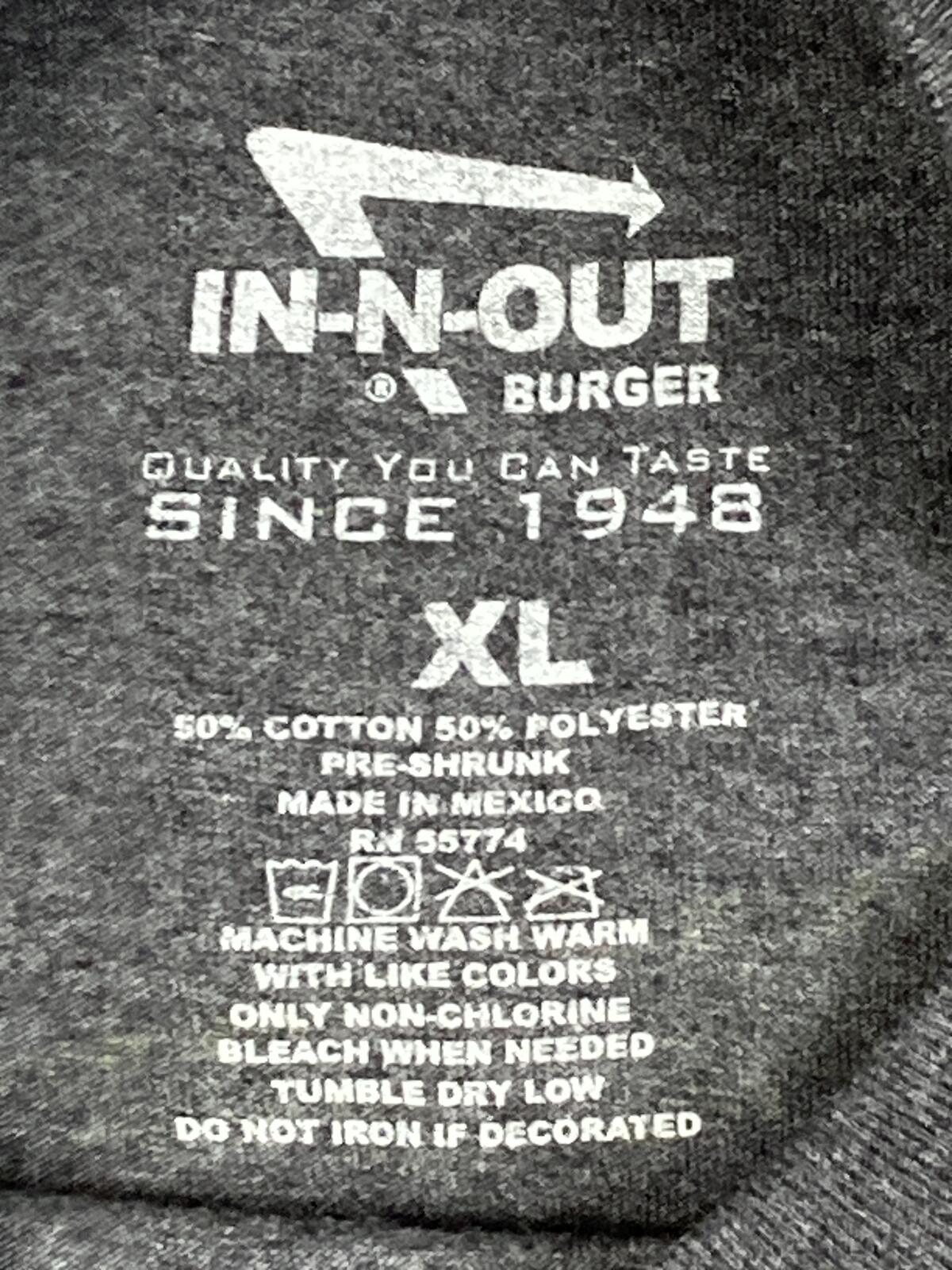In-N-Out Burger T Shirt Mens Gray 2015 Sean Ellingson Sunset Palm Trees Sz XL