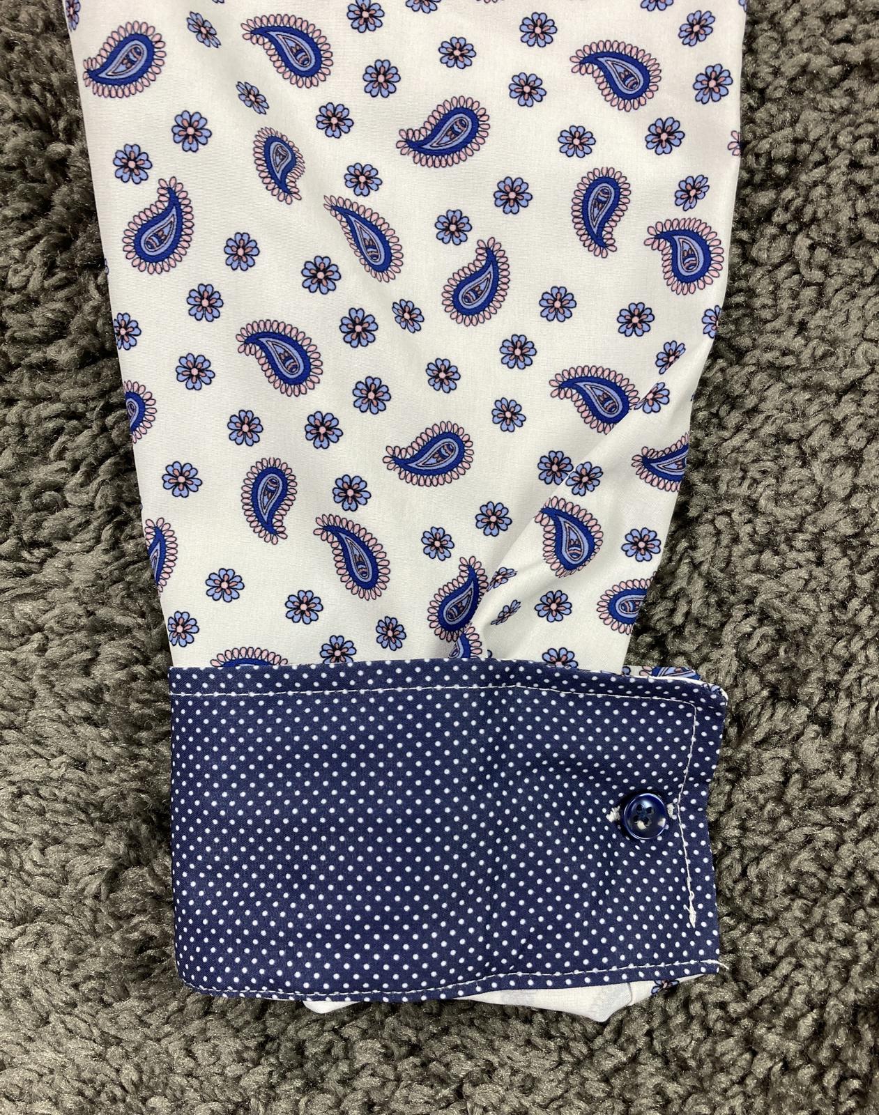 CON.STRUCT Men Slim Fit Cooling Stretch Shirt Blue Paisley Sz L 16-16.5/34-35