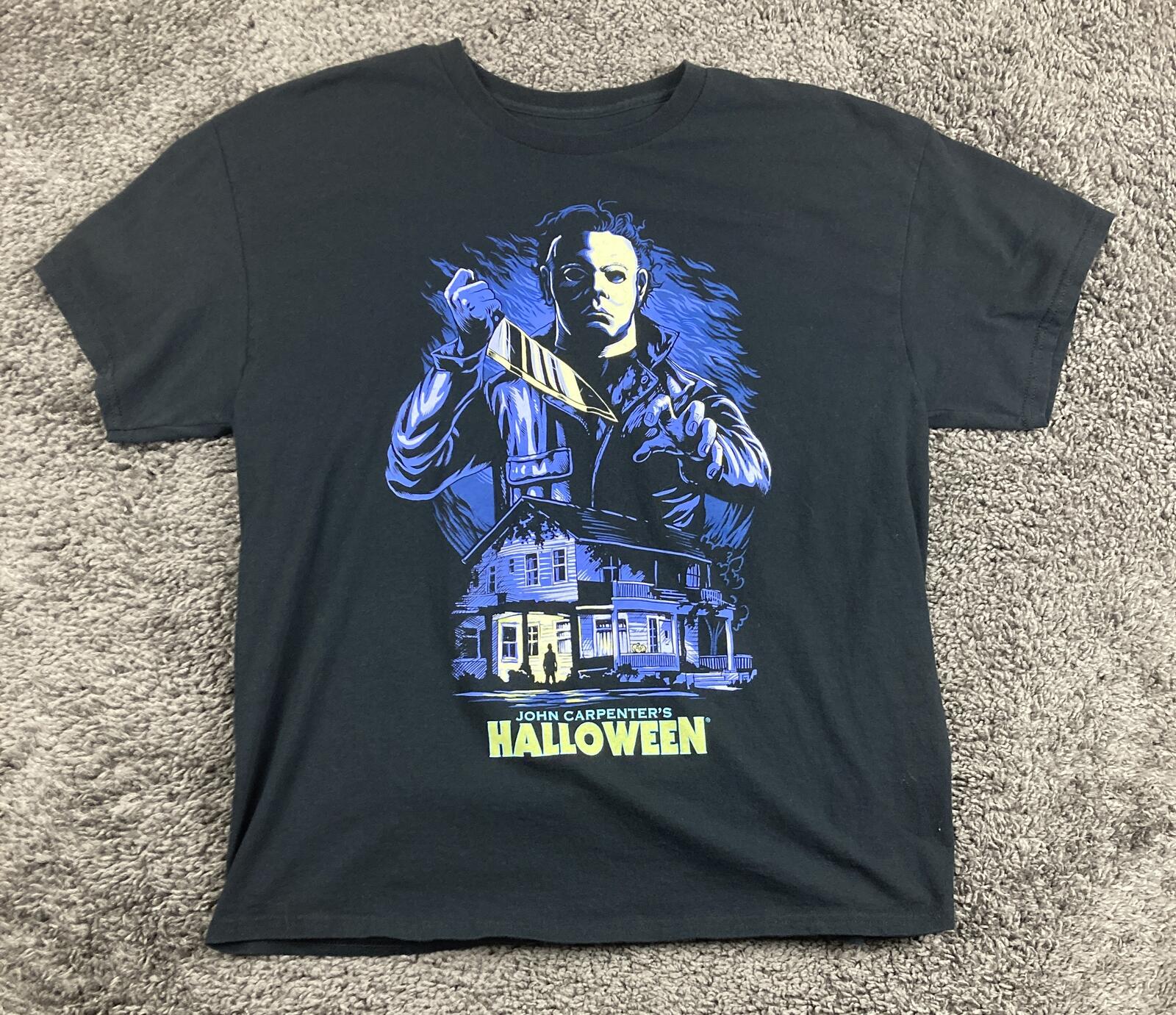John Carpenter Halloween Mens Black Michael Myers Horror T-Shirt Sz XL