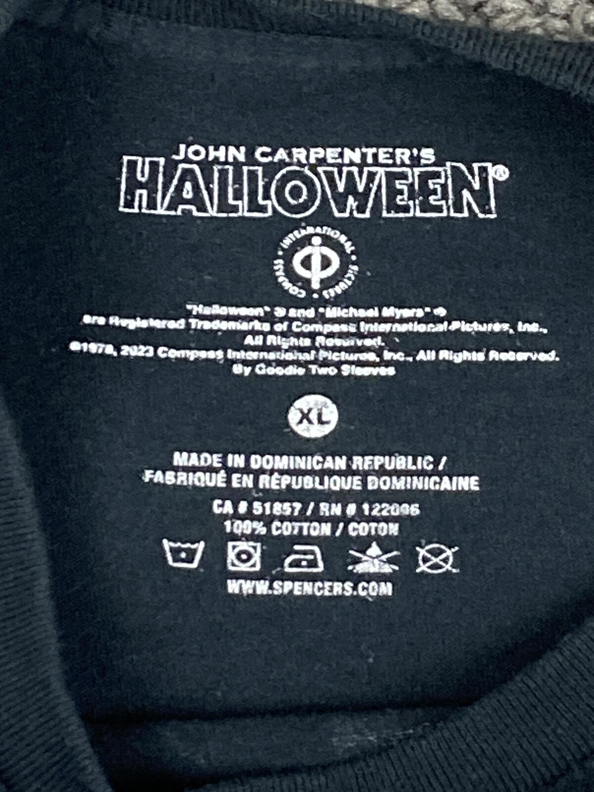 John Carpenter Halloween Mens Black Michael Myers Horror T-Shirt Sz XL