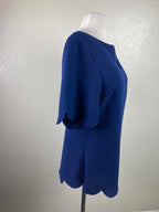 STS Sail to Sable Top Women's Polycrepe Scallop Hem Blue Polyester Size Small