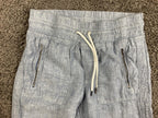 Athleta Cabo 100% Linen Jogger Pants Womens Blue Drawstring Zip Pockets Size 2