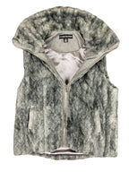 Catherine Malandrino Grey Faux Fur Vest Mock Neck Zip Plush Gilet Soft Sz S/P