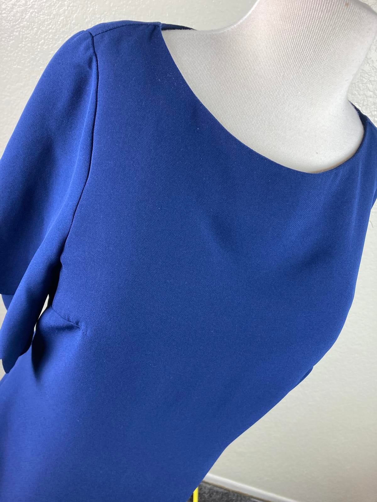 STS Sail to Sable Top Women's Polycrepe Scallop Hem Blue Polyester Size Small