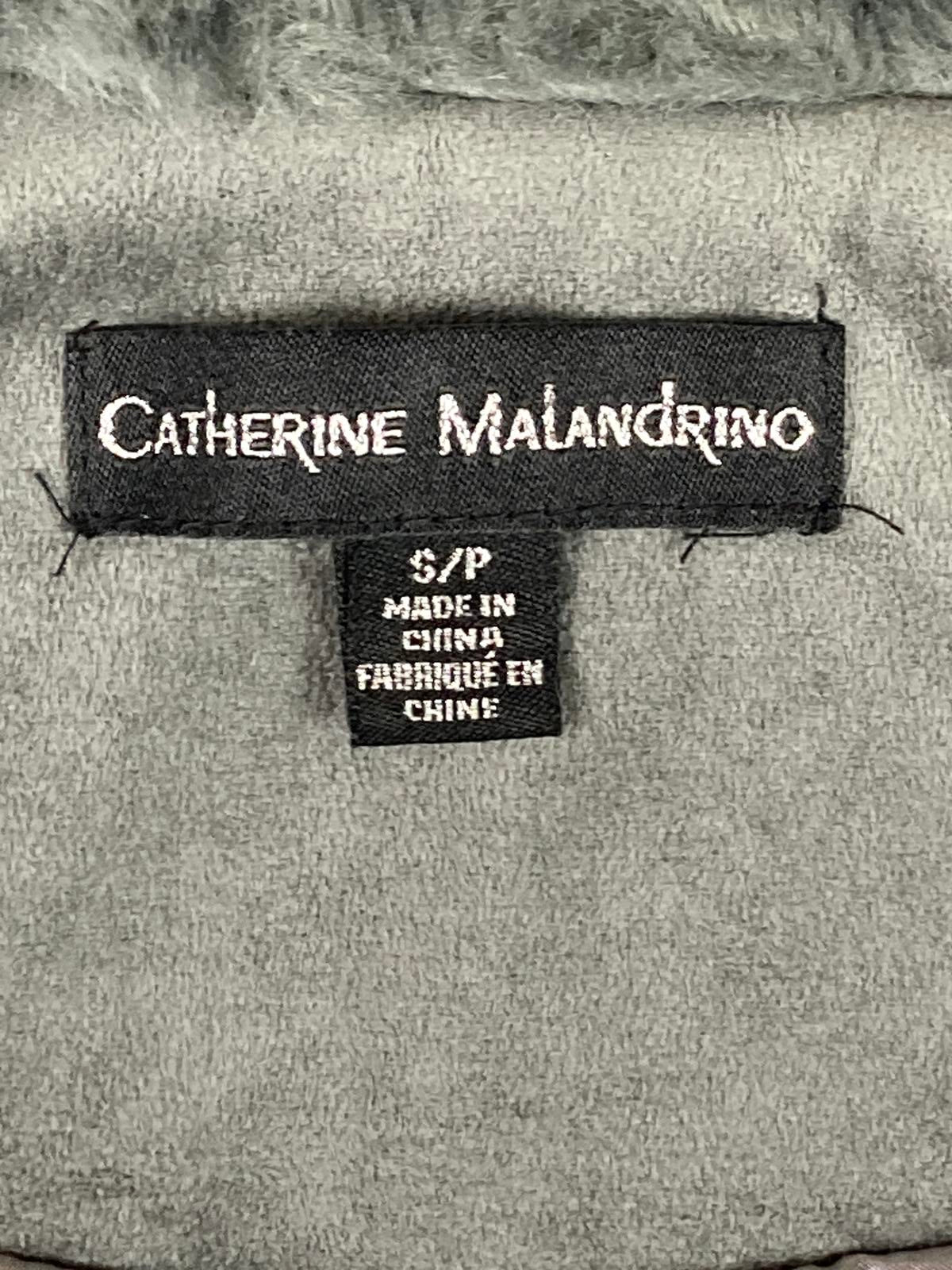Catherine Malandrino Grey Faux Fur Vest Mock Neck Zip Plush Gilet Soft Sz S/P