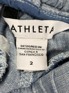 Athleta Cabo 100% Linen Jogger Pants Womens Blue Drawstring Zip Pockets Size 2