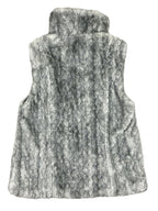 Catherine Malandrino Grey Faux Fur Vest Mock Neck Zip Plush Gilet Soft Sz S/P