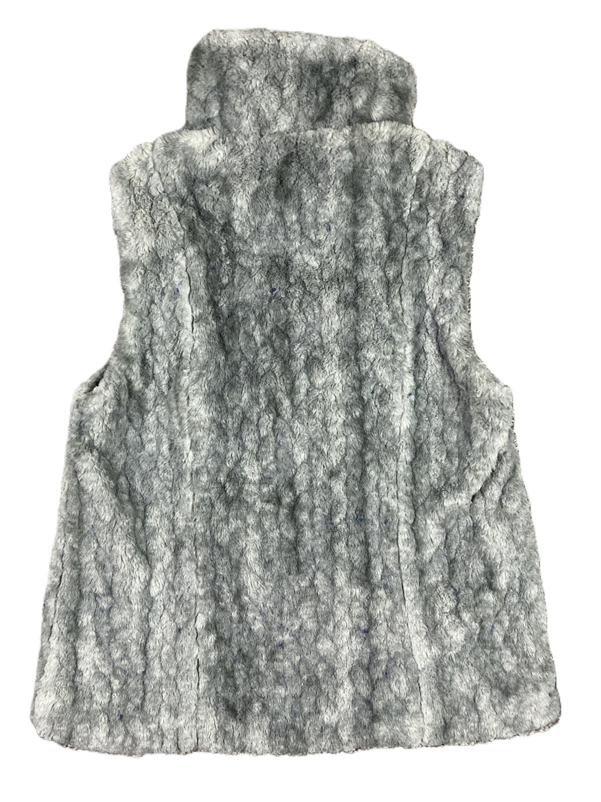 Catherine Malandrino Grey Faux Fur Vest Mock Neck Zip Plush Gilet Soft Sz S/P