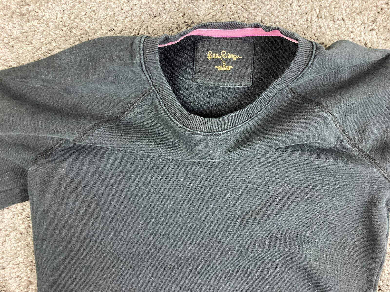 Lilly Pulitzer Beach Comber Long Sleeve Sweatshirt Dress Black Cotton Pockets S